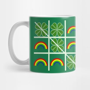 Shamrocks and Rainbows Tic Tac Toe Lucky Saint Patricks Day Mug